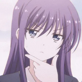🧚‍♀ Anime, Mädchen, Denken, lila Haare, süß, Manga whatsapp sticker