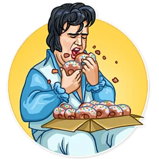 🤤 Elvis 猫王, 甜甜圈, 食物, 吃, 贴纸 telegram sticker