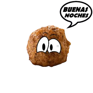 🛌 BUENAS NOCHES food, meatball, eyes, cartoon, good night, spanish telegram sticker