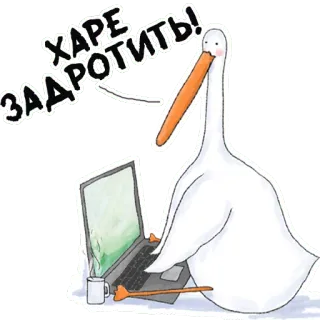 ☹️ ХАРЕ ЗАДРОТИТЬ! 거위, 컴퓨터, 만화, 동물, 새 telegram sticker