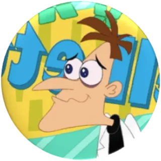 🥺 Dr. Doofenshmirtz Phineas and Ferb JELLO cartone animato, serie TV, malvagio, scienziato whatsapp sticker