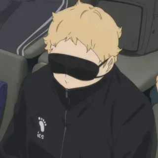 ✨ ics anime, character, blindfold, blonde, jacket telegram sticker