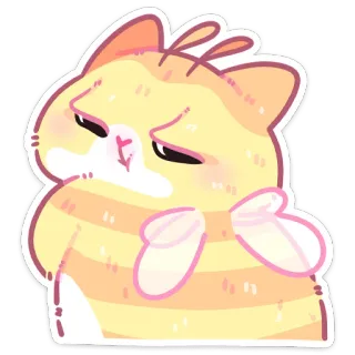 🐝 cat, cute, sticker, animal, yellow, cartoon, bow telegram sticker