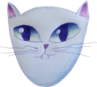 😈 gato, animal, blanco, cara, pegatina, dibujo animado telegram sticker