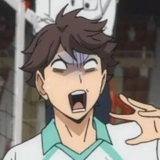 🦉 Oikawa Tooru Haikyuu!! Аниме, Haikyuu, Ойкава, Ойкава Тоору, Мем, Смешно, Выражение telegram sticker