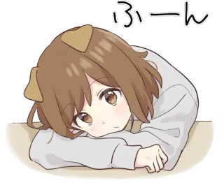 😯 ふーん Anime, Hund, Mädchen, gelangweilt, süß whatsapp sticker