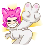 ✌️ 猫, 漫画, 可愛い, ピンク髪, ピースサイン telegram sticker
