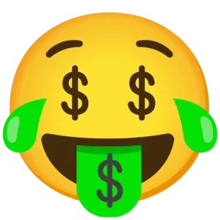 🤑 เงิน, ดอลลาร์, อิโมจิ, รวย, ความมั่งคั่ง, การเงิน whatsapp sticker