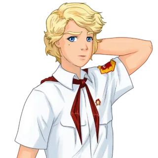 😐 jovem, soviético, menino, pioneiro, anime telegram sticker