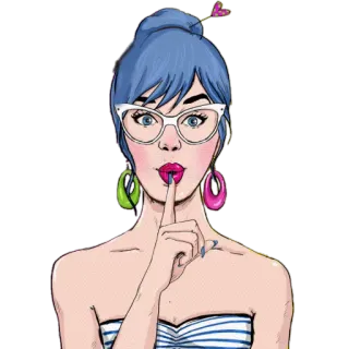 👧 woman, shhh, quiet, glasses, sticker telegram sticker