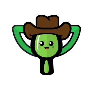🤠 desenho animado, caubói, faroeste, chapéu, verde, fofo, emoji telegram sticker