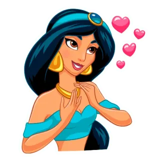 ❤️ Jasmine Aladdin Jasmine, Disney, Księżniczka, Miłość, Serca, Kreskówka, Animowany telegram sticker