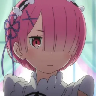 🥢 Ram Re:Zero Аниме, Девушка, Горничная, Милая, Рам, Re:Zero whatsapp sticker