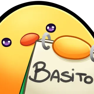 🐤 Basito dibujo animado, pegatina, amarillo, personaje, cuaderno whatsapp sticker