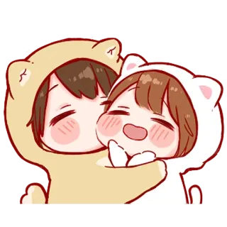 💞 cartoon, cute, kawaii, hug, anime, couple telegram sticker
