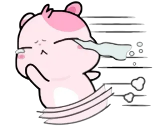 😭 weinen, traurig, verärgert, hamster, rosa, cartoon whatsapp sticker