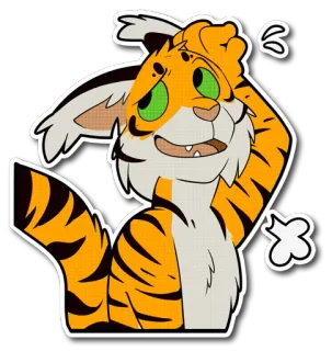 😅 tiger, animal, cartoon, mammal, striped, furry telegram sticker