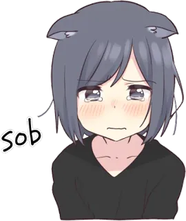 😿 sob anime, crying, sad, tearful, emotional, catgirl whatsapp sticker