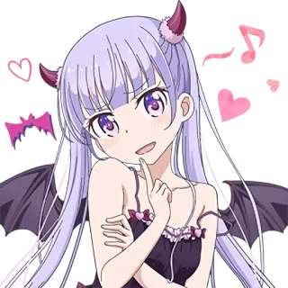 😈 Anime, Diablo, Chica, Linda, Cuernos, Alas telegram sticker