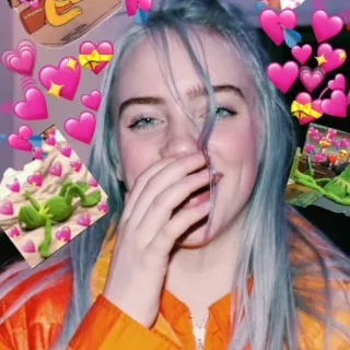 😅 Billie Eilish heart, kermit, hearts, billie eilish telegram sticker