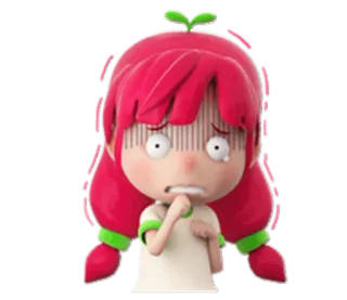 😵 dessin animé, effrayé, anxieux, inquiet, personnage de dessin animé, animation, fille whatsapp sticker