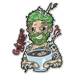 ☕️ Get Some Coffee caffè, natura, mostro, cartone animato, bevanda, fantasia whatsapp sticker