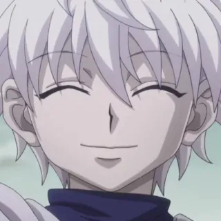 😇 Killua Zoldyck Hunter x Hunter Anime, lächelnd, weißes Haar, Charakter, Killua, Hunter x Hunter telegram sticker