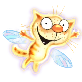 🐝 gatto, cartone animato, animale, carino, farfalla telegram sticker