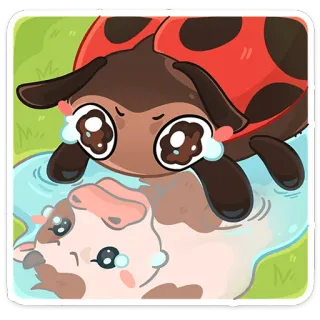 😭 เต่าทอง, วัว, ร้องไห้, เศร้า, สัตว์, การ์ตูน, น่ารัก telegram sticker