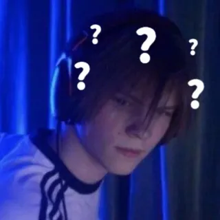 ❓ Fragezeichen, Gamer, Kopfhörer, Person, Teenager, Denken, Zweifel, Verwirrung telegram sticker