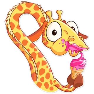 🍦 ยีราฟ, ไอศกรีม, การ์ตูน, สัตว์, น่ารัก, ของหวาน, สนุก telegram sticker