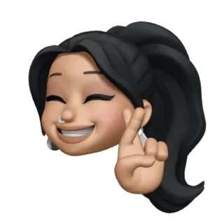 💋 Frau, Digitale Kunst, Daumen drücken, Viel Glück, Süß, Cartoon, Emoji, Nasenring whatsapp sticker