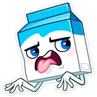 🥴 Milchpackung, Cartoon, Ausdruck, Essen, Getränk, süß whatsapp sticker