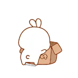 😞 coelho, caixa, fofo, desenho animado, animal, personagem telegram sticker