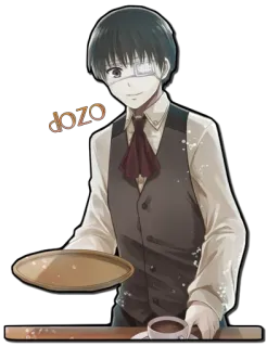 ☕️ Ken Kaneki Tokyo Ghoul dozo Anime, Manga, Personaje, Camarero, Parche telegram sticker