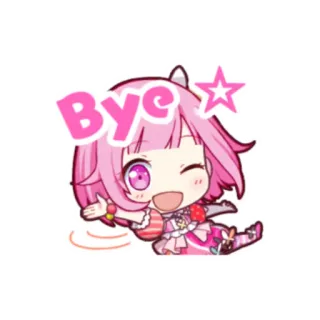 💕 Bye anime, cartone animato, ragazza, capelli rosa, che saluta telegram sticker
