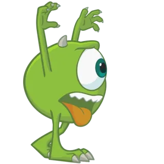 👻 Mike Wazowski Monsters, Inc. Mike Wazowski, Monster AG, Disney, Pixar, Monster, Cartoon, Grün, Einäugig, Lustig telegram sticker