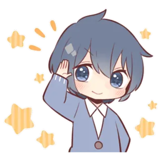 😊 애니메이션, 치비, 만화, 캐릭터, 인사, 경례 telegram sticker