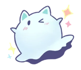 😉 hantu, imut, kawaii, anime, binatang, kucing, berkilau whatsapp sticker
