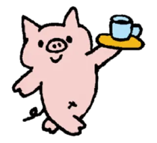 ☕️ cerdo, animal, lindo, café, taza telegram sticker