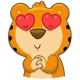 😍 тигр, животное, любовь, глаза-сердечки, милый, мультик telegram sticker