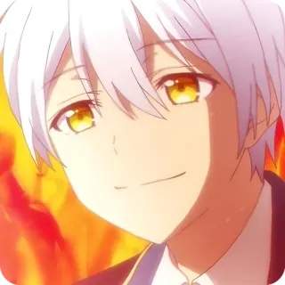 🥲 Anime, Cheveux blancs, Mâle, Souriant, Beau telegram sticker
