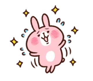 😅 Cartoon, Konijn, Roze, Schattig, Kawaii telegram sticker