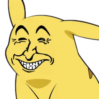 😁 Pikachu ปิกาจู, มีม, ตลก, โปเกมอน, การ์ตูน, สีเหลือง telegram sticker