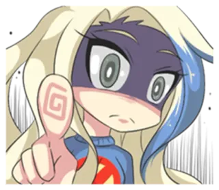 😑 อนิเมะ, การ์ตูน, ผู้หญิง, ซูเปอร์ฮีโร่, นิ้ว, วน telegram sticker