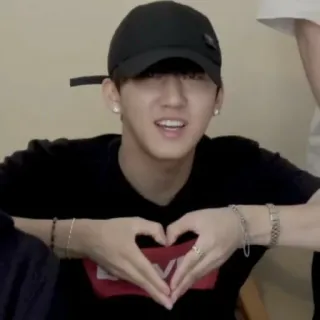 💓 kpop, 心, 手, 亚洲, 人, 帽子 telegram sticker