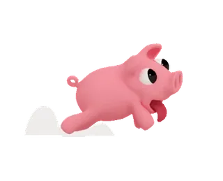 🏃 หมู, สัตว์, สีชมพู, ของเล่นยาง telegram sticker