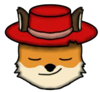 😏 fox, animal, hat, red, furry, cartoon, illustration telegram sticker
