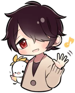 👋 Anime, Desenho animado, Fofo, Chibi, Personagem, Pássaro, Pintinho, Animação telegram sticker