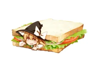 🌚 sanduíche, comida, anime, fofo, desenho animado, personagem whatsapp sticker